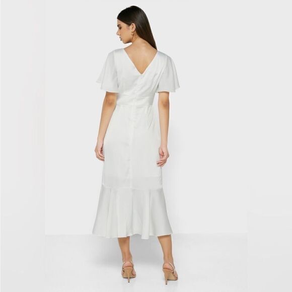 Amylynn White Pleated Wrap Dress Women Large NWT $225 - Picture 5 of 13
